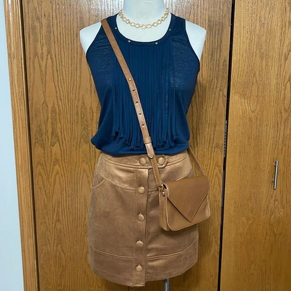 Voy Brown Button Front Mini Skirt Size S NWT - Picture 2 of 6
